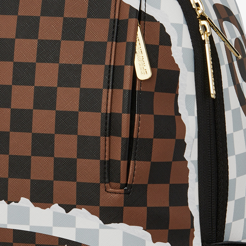 SPRAYGROUND Hátizsák CREAM AND BROWN TEAR CHECK BACKPACK 