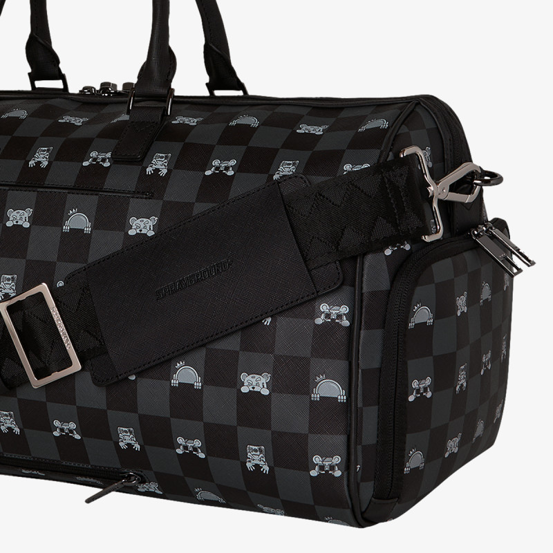 SPRAYGROUND Hátizsák GRAY PEEKING CHARACTER CHECK DUFFLE 