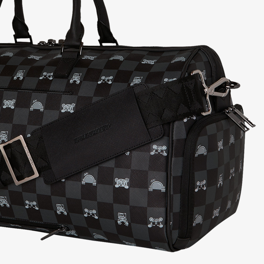 SPRAYGROUND Hátizsák GRAY PEEKING CHARACTER CHECK DUFFLE 