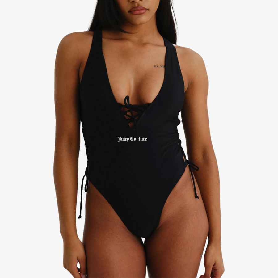 Juicy Couture Egyrészes fürdőruha ONE PIECE SWIMSUIT WITH LATTICE DETAIL 