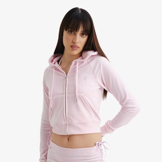 Juicy Couture Kapucnis pulóver CLASSIC VELOUR HOODIE WITH JUICY  LOGO 