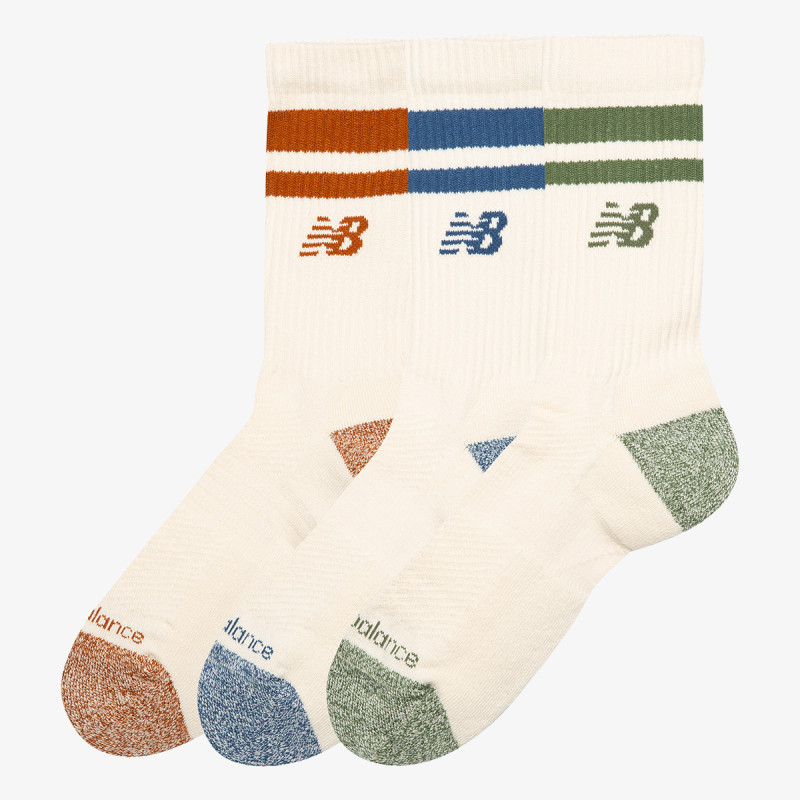 New Balance Zokni Active Lifestyle Striped Crew Socks 3 Pa 