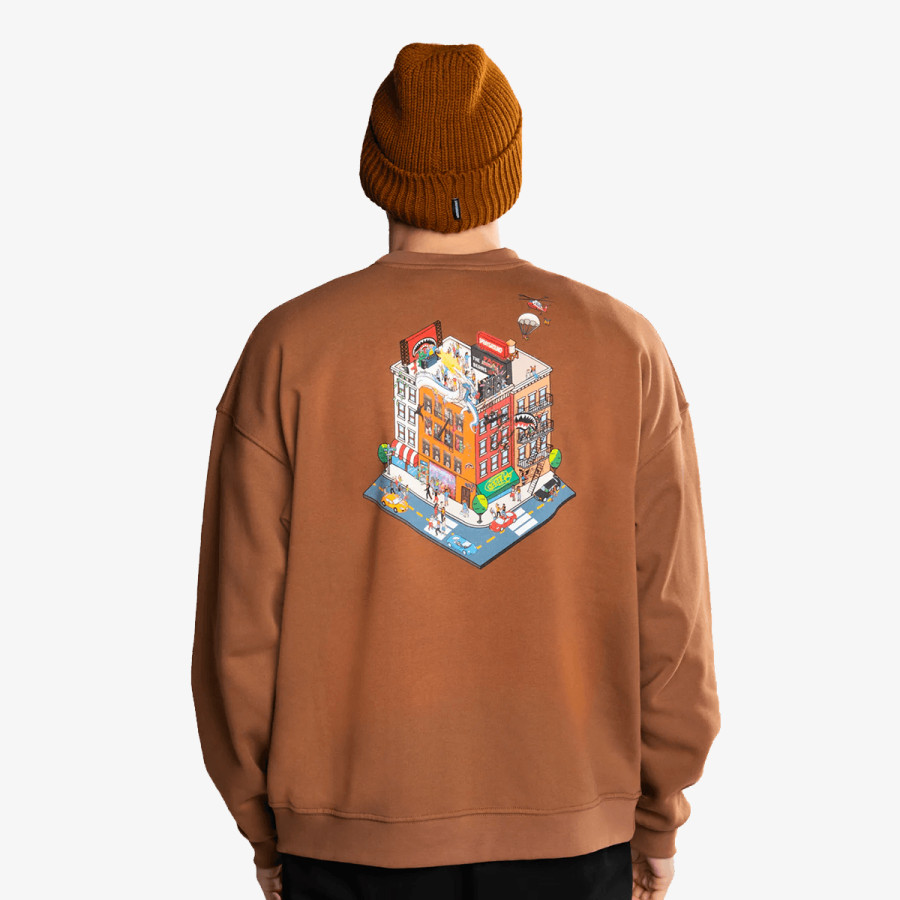 SPRAYGROUND Pulóver BLOCK PARTY CREWNECK BROWN 