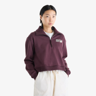 New Balance Pulóver Athletics Premium Logo Oversized Half Zi 