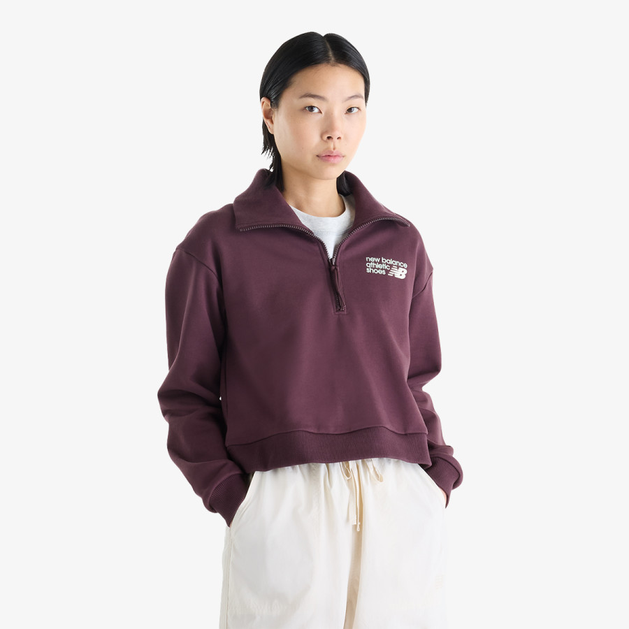 New Balance Pulóver Athletics Premium Logo Oversized Half Zi 