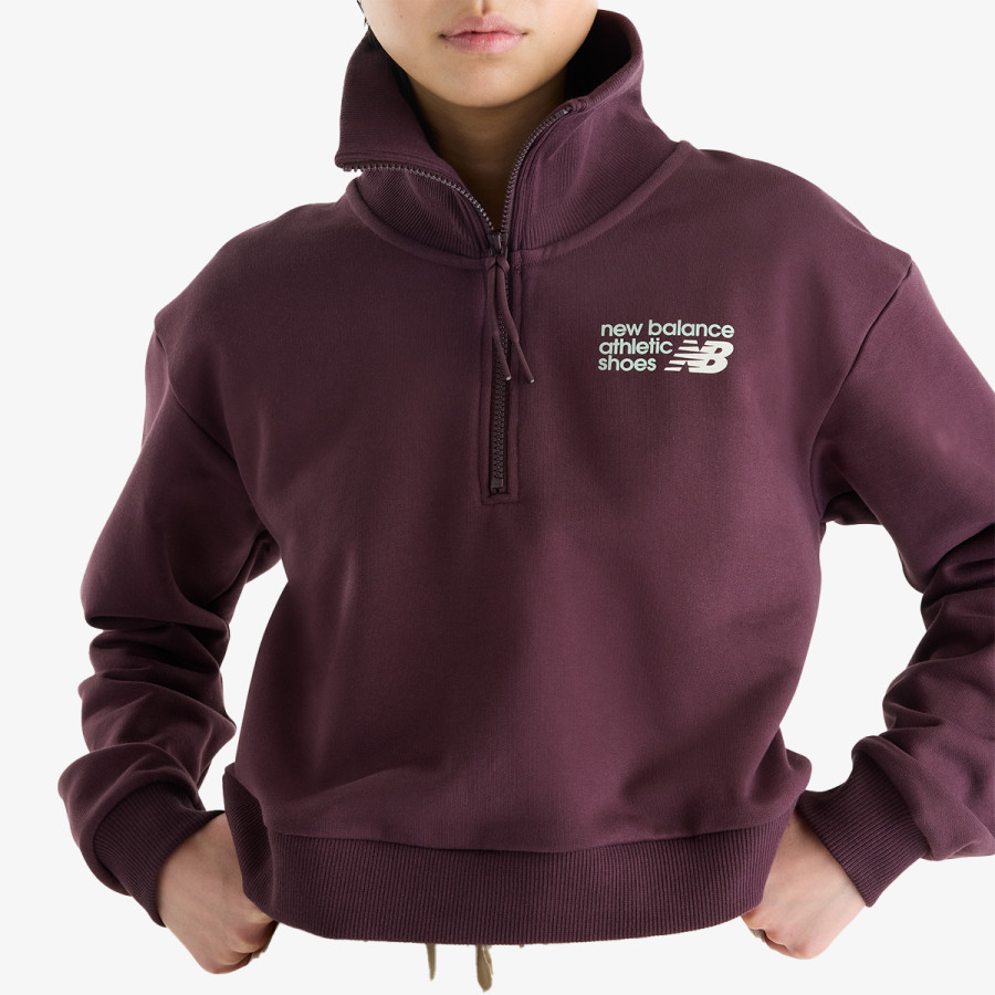 New Balance Pulóver Athletics Premium Logo Oversized Half Zi 