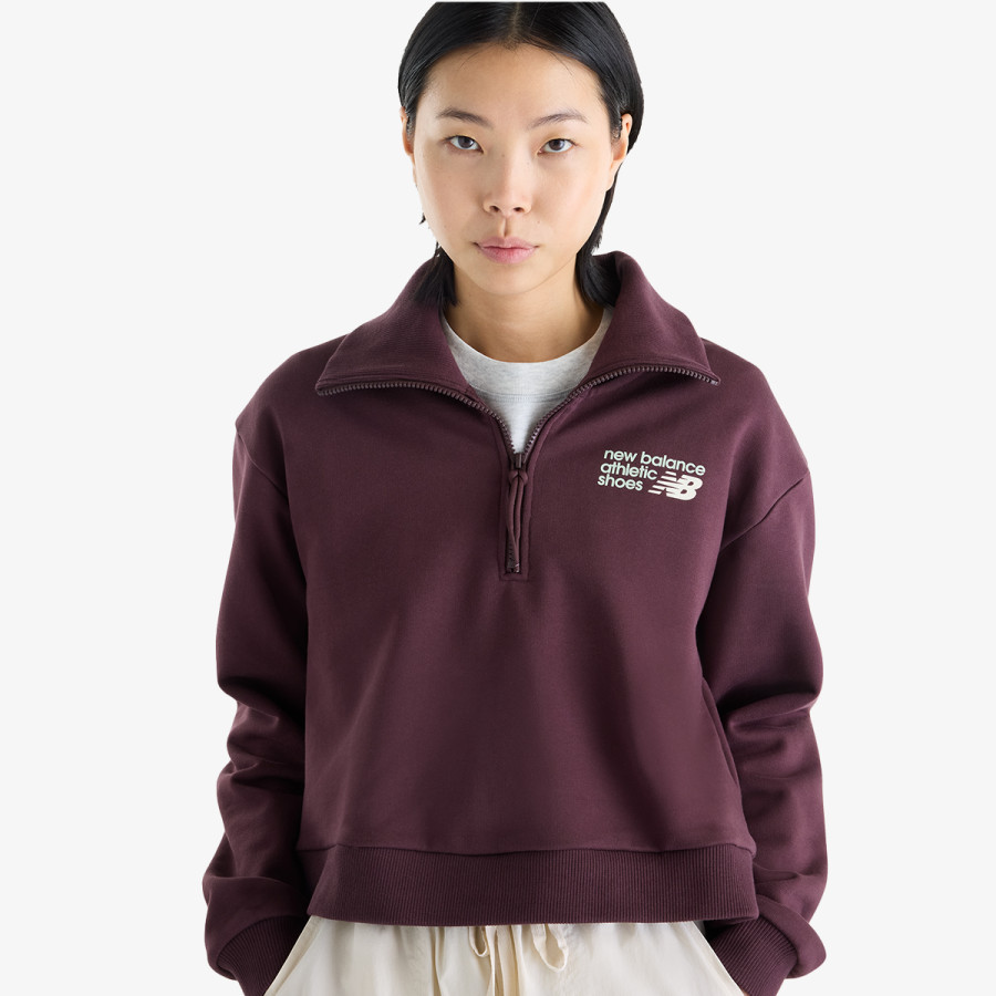 New Balance Pulóver Athletics Premium Logo Oversized Half Zi 